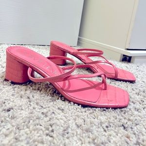 Calvin Klein Strapped Heels, leather, pink croc pattern